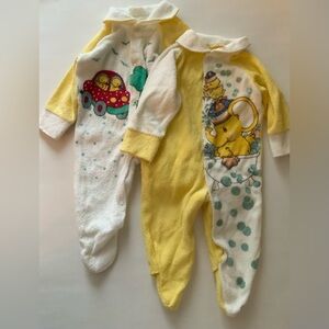 Vintage Kids Footies in Yellow and White